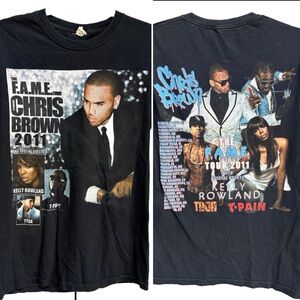 Chris Brown 2011 FAME Tyga T Pain Rap Tee shirt